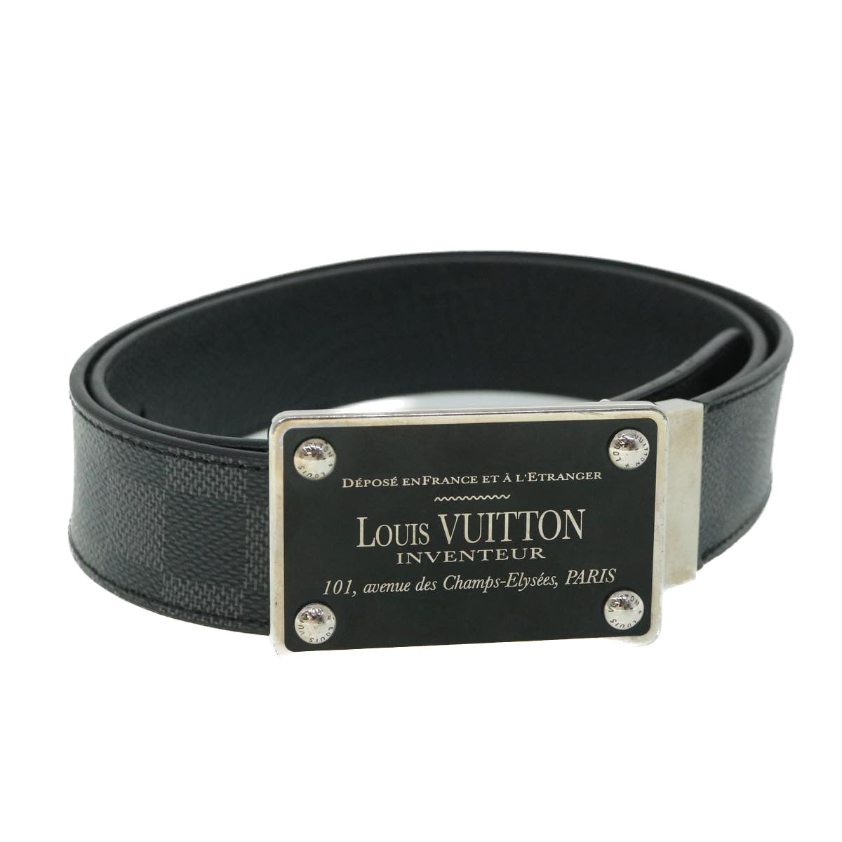 LOUIS VUITTON Damier Graphite Ceinture Inventeur Tour Belt M9632V LV Auth th4026