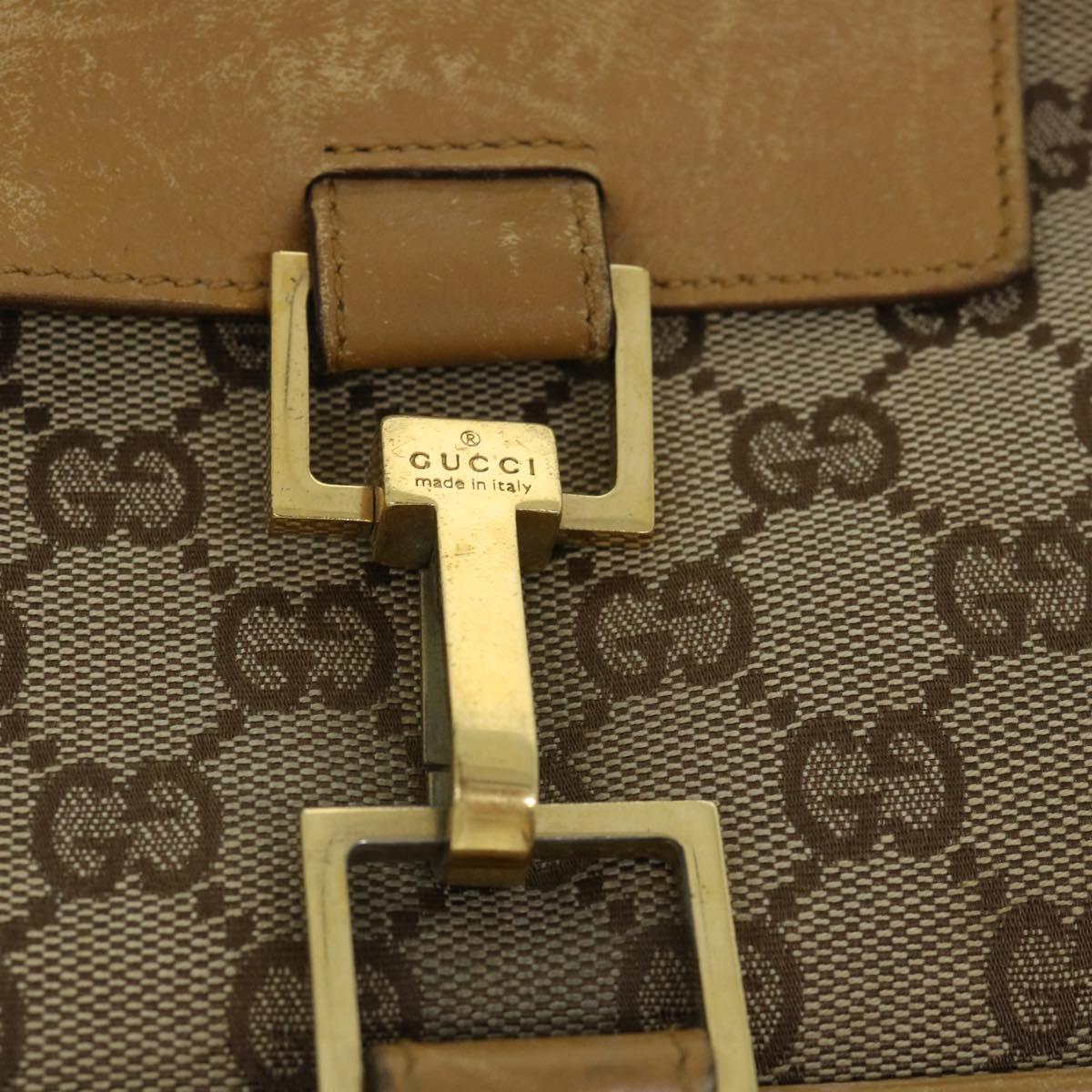 GUCCI GG Canvas Sherry Line Shoulder Bag Beige Red 001 4094 002113 Auth th4031