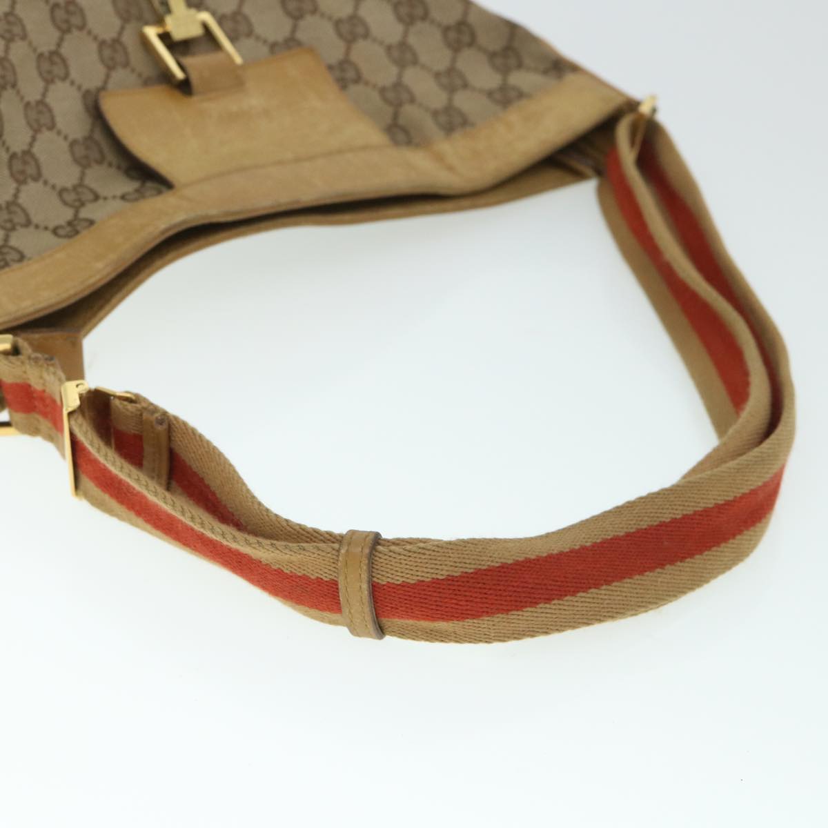 GUCCI GG Canvas Sherry Line Shoulder Bag Beige Red 001 4094 002113 Auth th4031