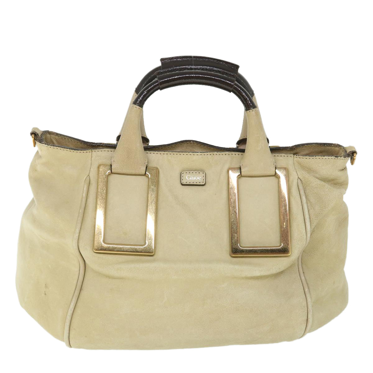 Chloe Etel Hand Bag Leather 2way Beige Auth th4092