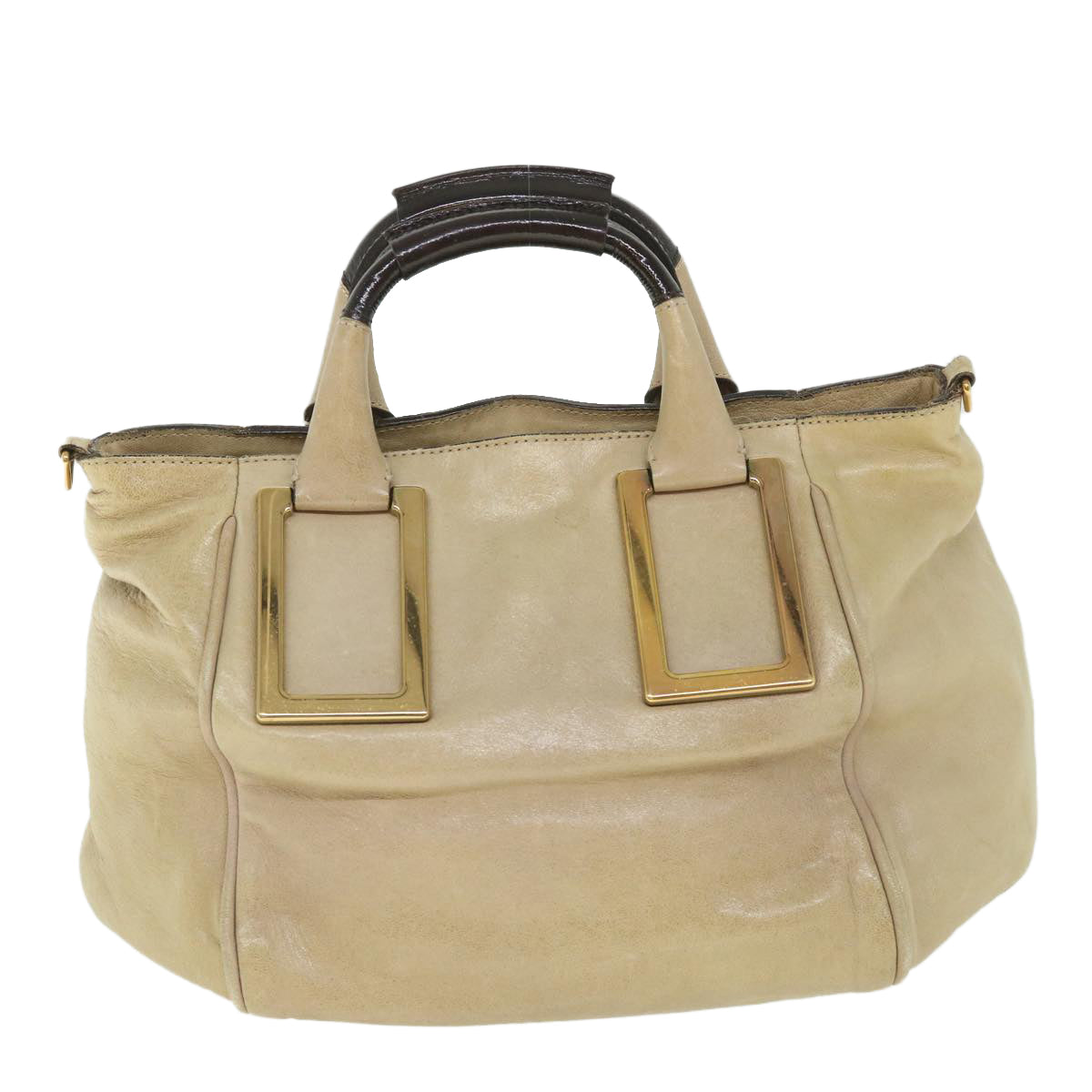 Chloe Etel Hand Bag Leather 2way Beige Auth th4092