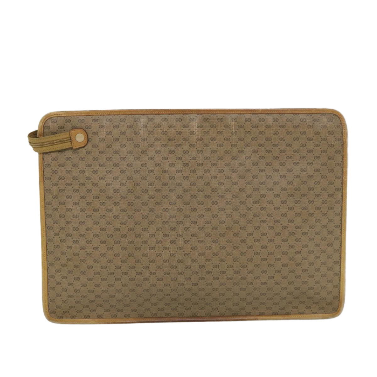 GUCCI Micro GG Canvas Web Sherry Line Clutch Bag PVC Leather Beige Auth th4109