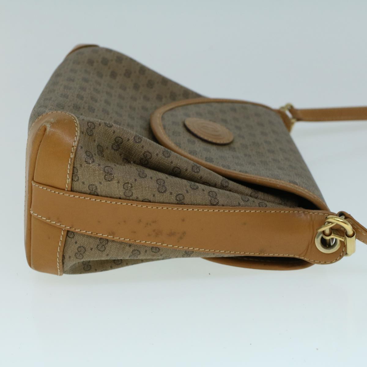 GUCCI Micro GG Canvas Shoulder Bag PVC Leather Beige Auth th4136