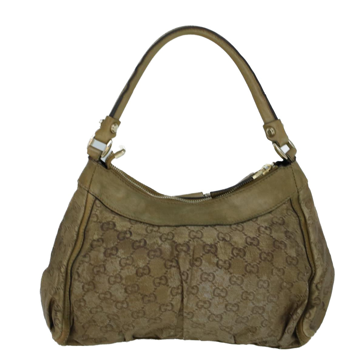 GUCCI GG Crystal Shoulder Bag Coated Canvas Gold 190525 Auth th4147