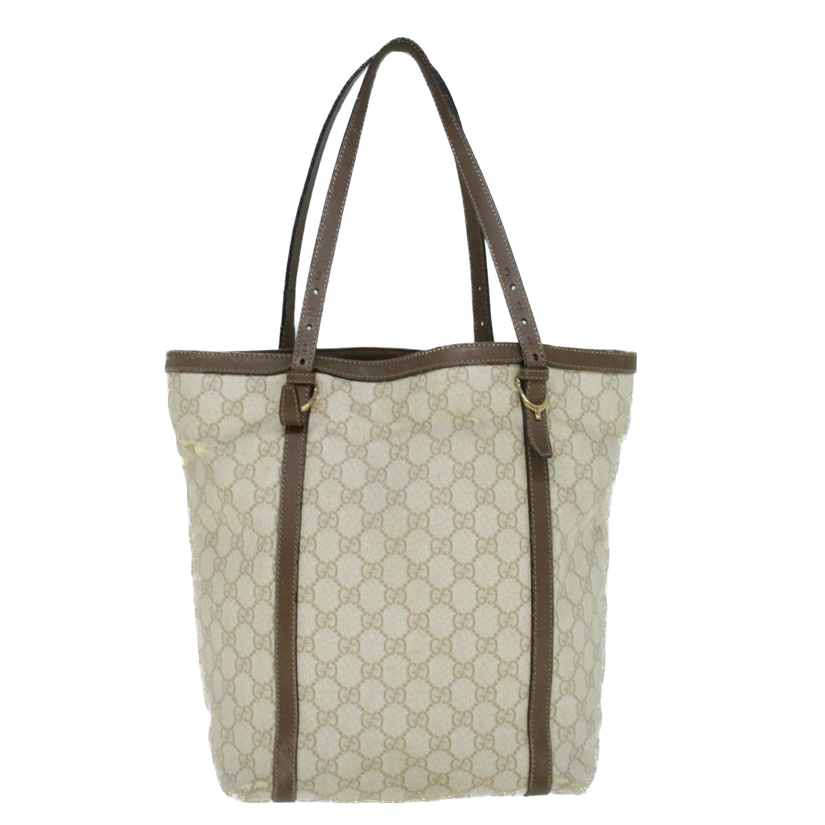 GUCCI GG Supreme Tote Bag PVC Leather Beige 336777 Auth th4158