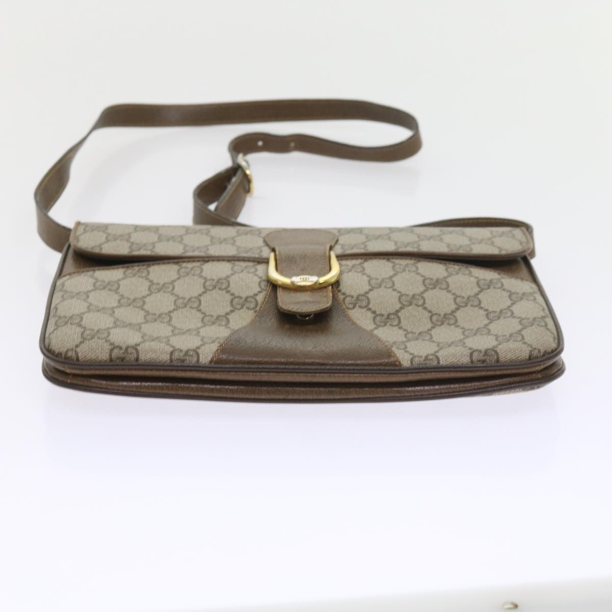 GUCCI GG Supreme Shoulder Bag PVC Leather Beige Auth th4221