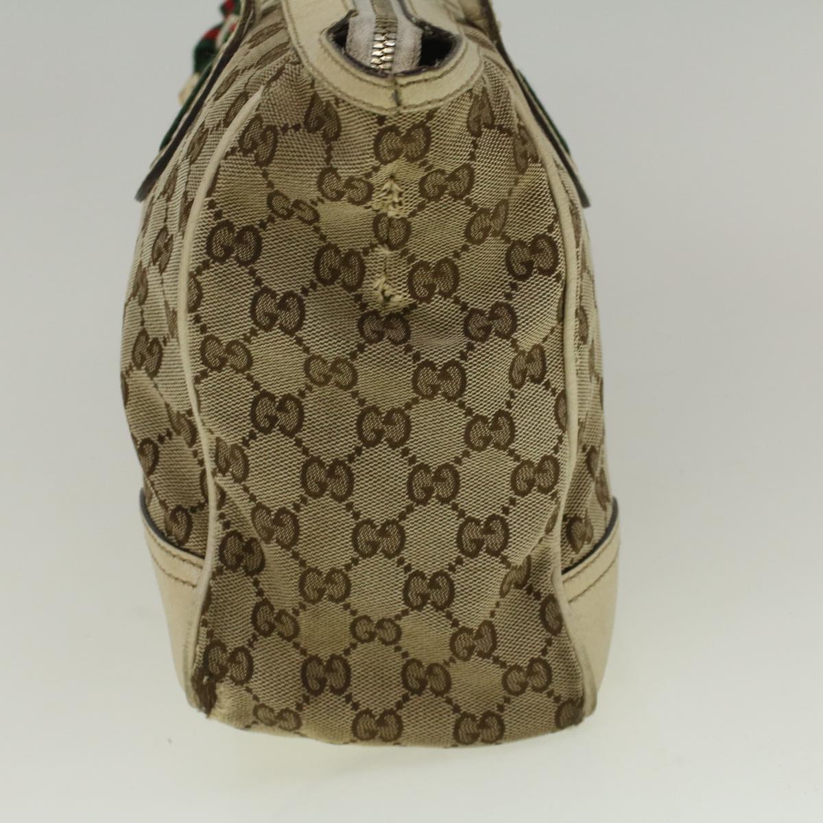 GUCCI GG Canvas Web Sherry Line Shoulder Bag Beige Red Green Auth th4248