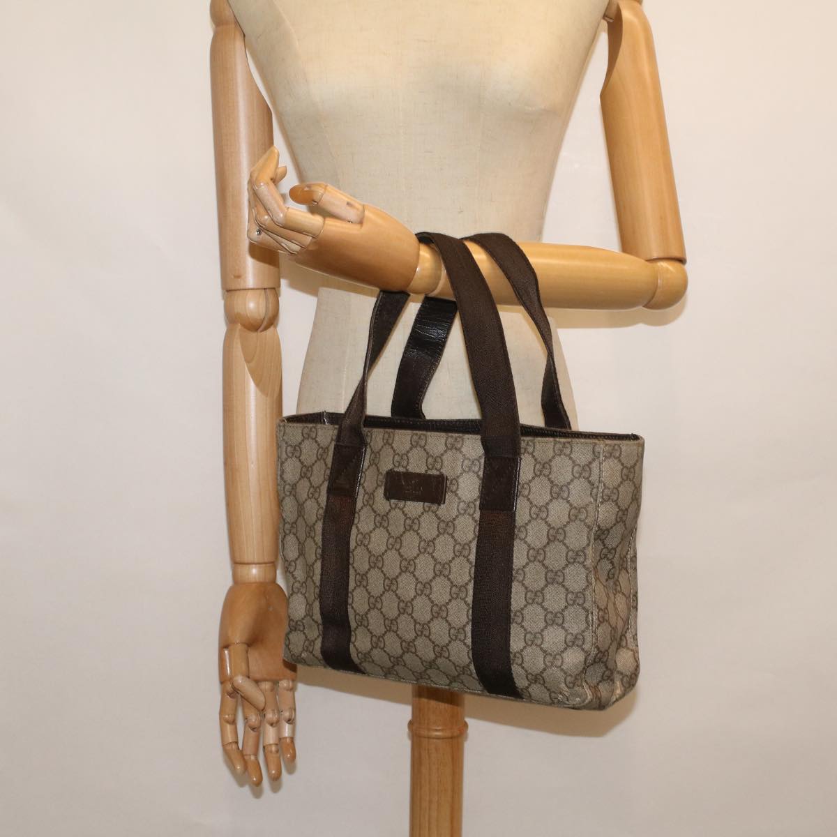 GUCCI GG Canvas Hand Bag Coated Canvas Beige 141976 Auth th4296