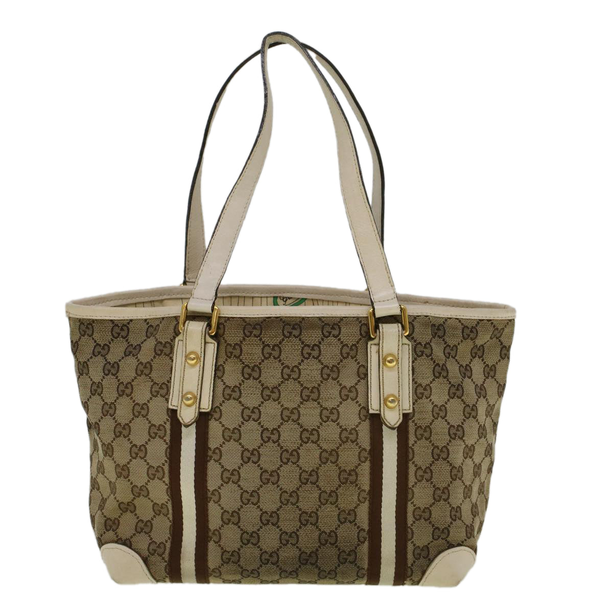 GUCCI GG Canvas Sherry Line Bamboo Tote Bag Canvas Beige 137396 Auth th4311