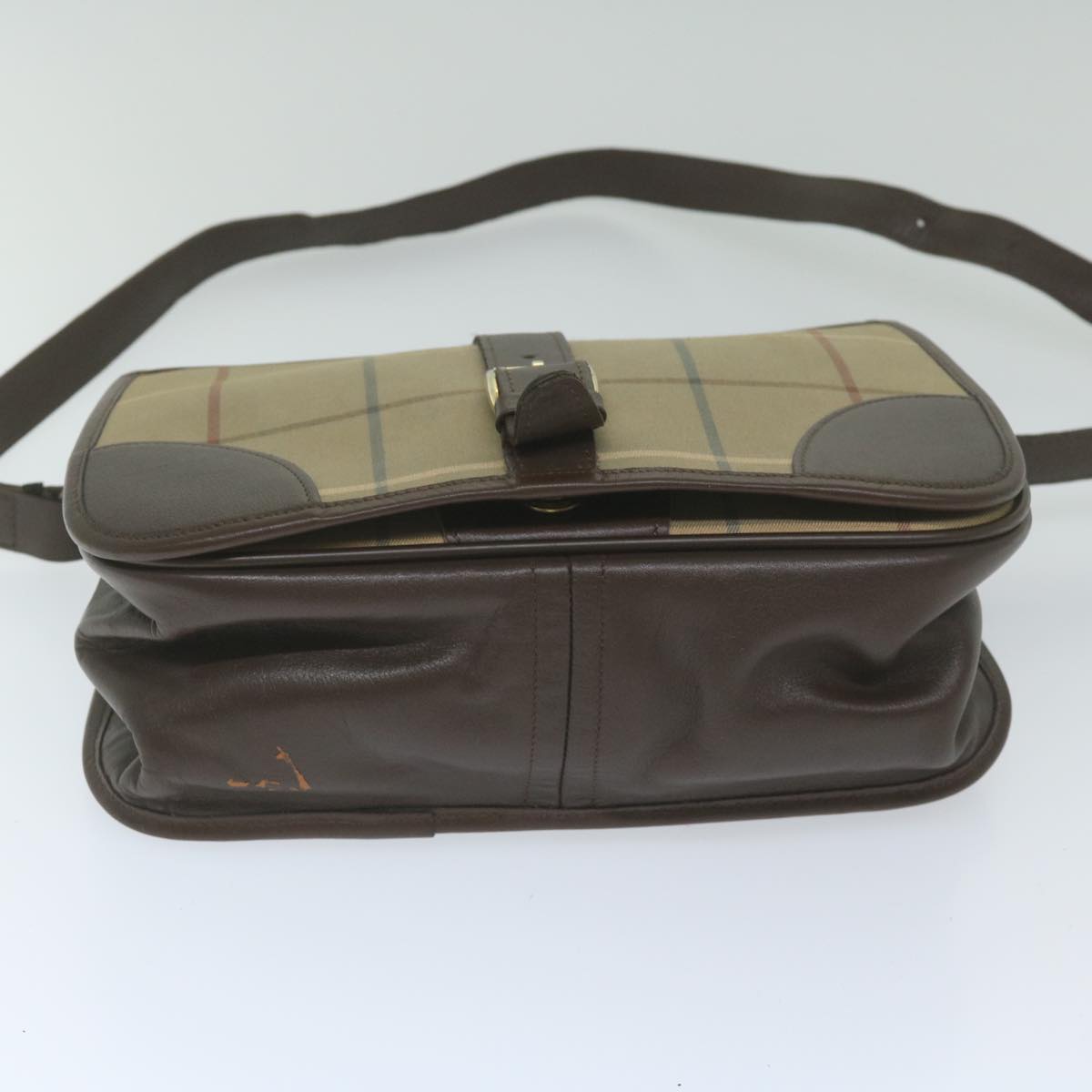 Burberrys Nova Check Shoulder Bag Canvas Brown Auth th4326