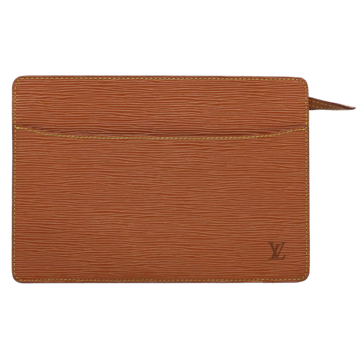 LOUIS VUITTON Epi Pochette Homme Clutch Bag Brown Zipang gold M52528 Auth th4383