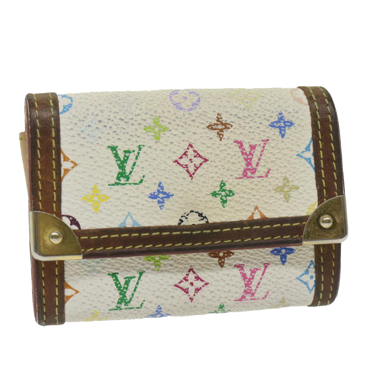 LOUIS VUITTON Monogram Multicolor Porte Monnaie Plat White M92657 LV Auth th4398