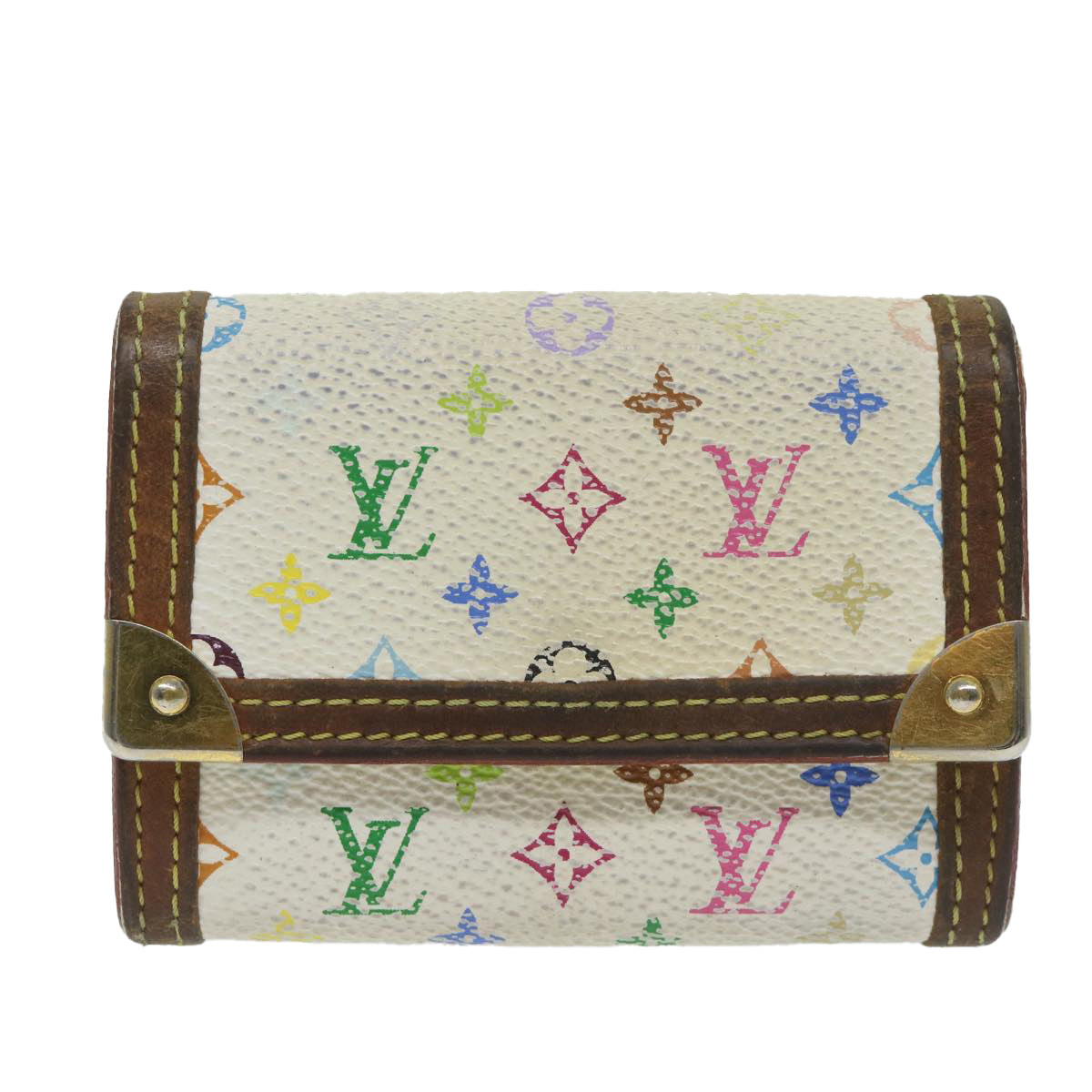 LOUIS VUITTON Monogram Multicolor Porte Monnaie Plat White M92657 LV Auth th4398