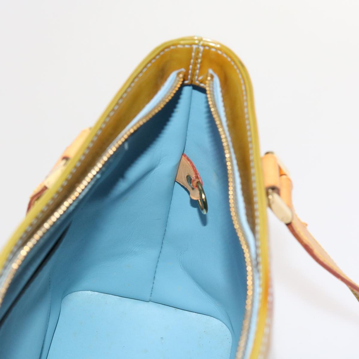 LOUIS VUITTON Monogram Vernis Houston Hand Bag Baby Blue M91005 LV Auth th4445