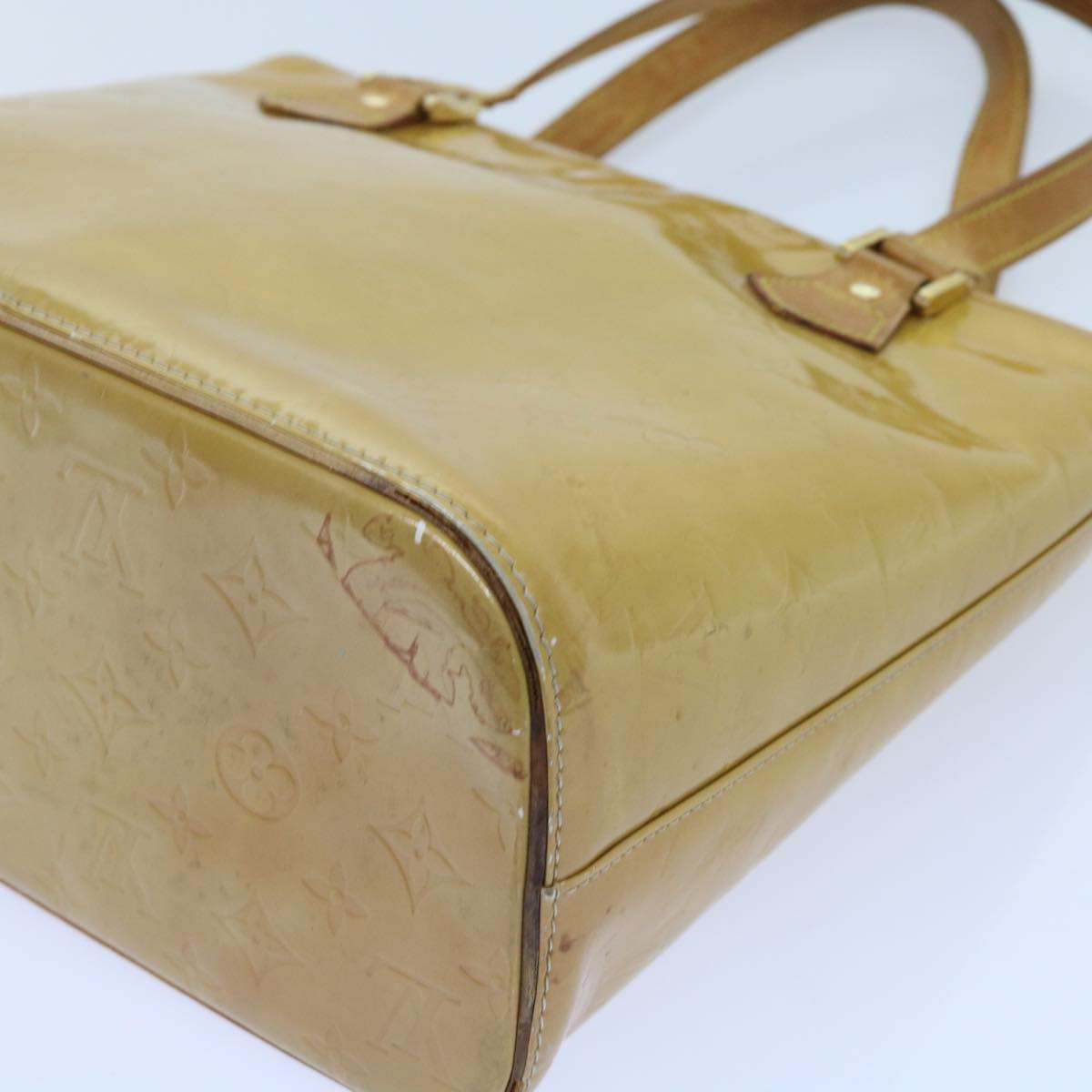 LOUIS VUITTON Monogram Vernis Houston Hand Bag Beige M91004 LV Auth th4470