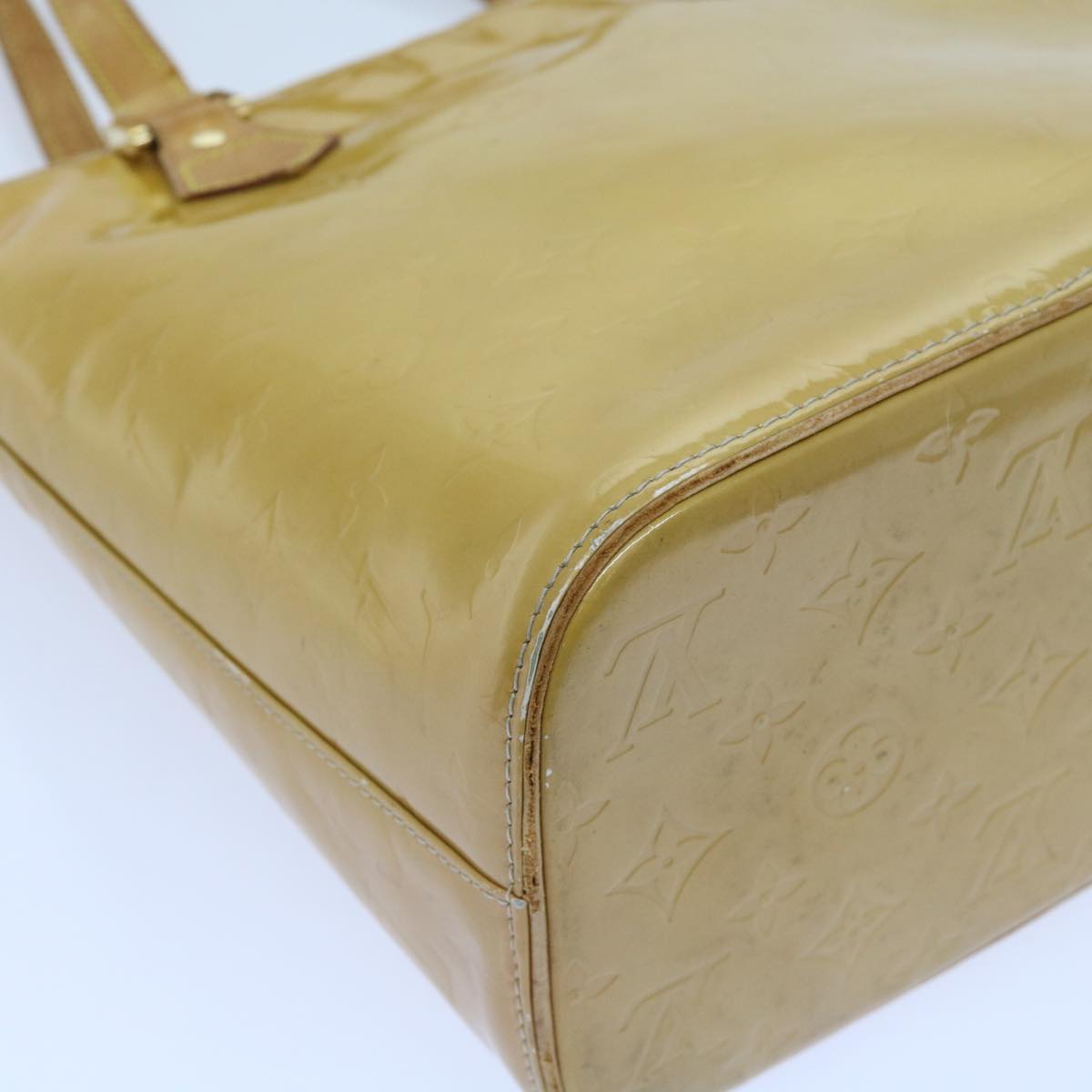 LOUIS VUITTON Monogram Vernis Houston Hand Bag Beige M91004 LV Auth th4470