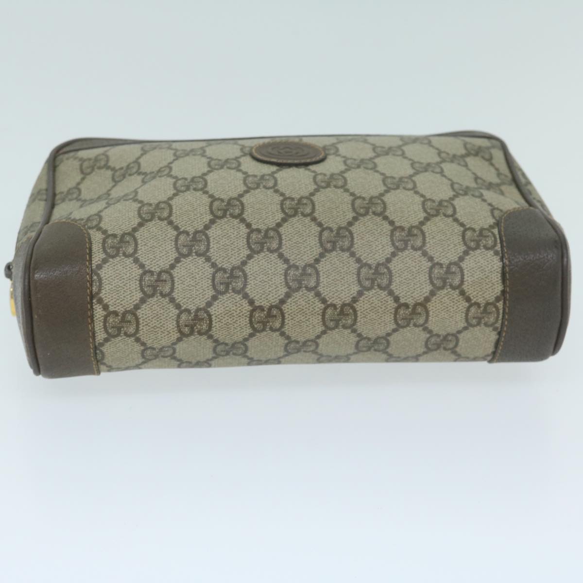 GUCCI GG Supreme Clutch Bag PVC Leather Beige Auth th4482