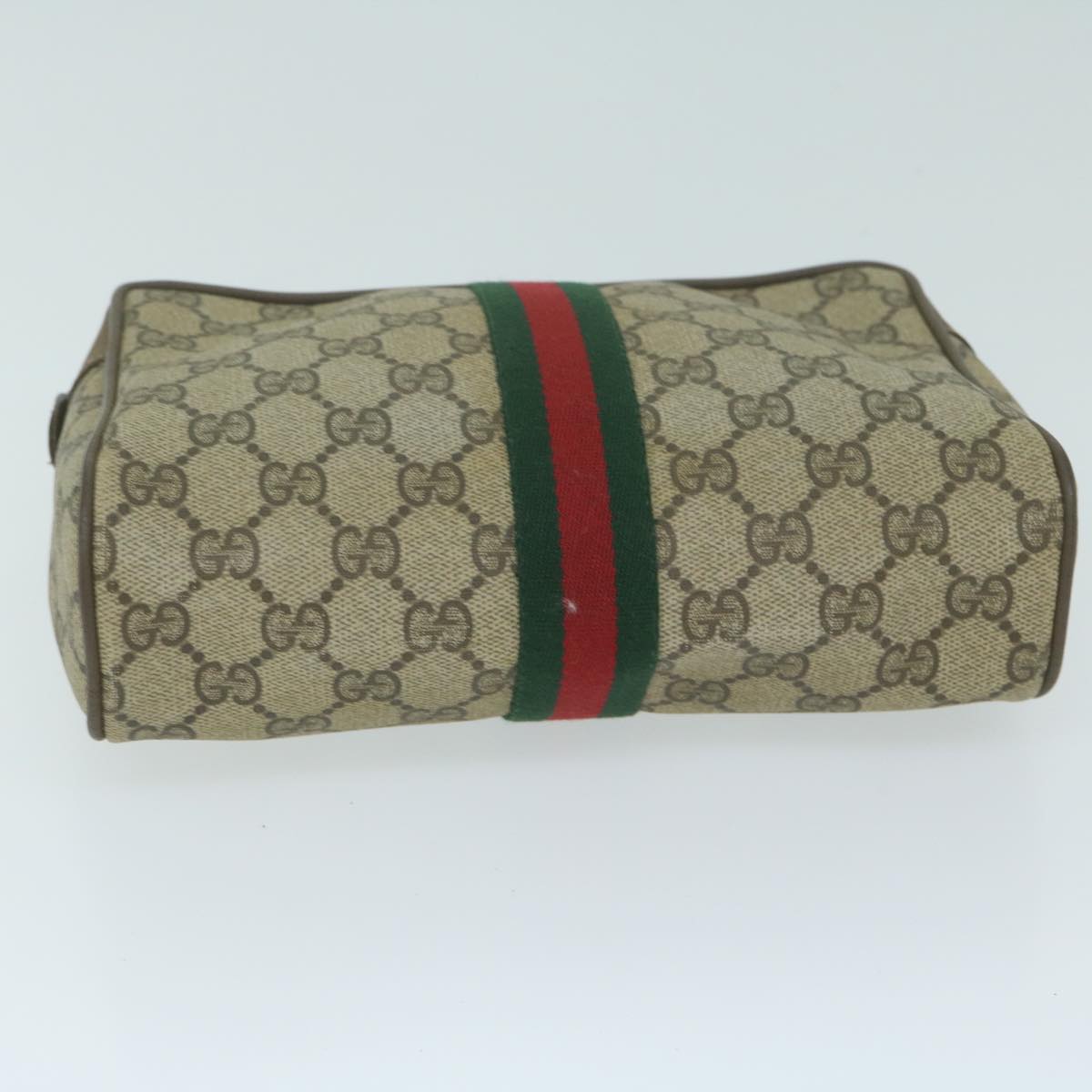 GUCCI GG Supreme Web Sherry Line Clutch Bag Beige Red 89 01 012 Auth th4488