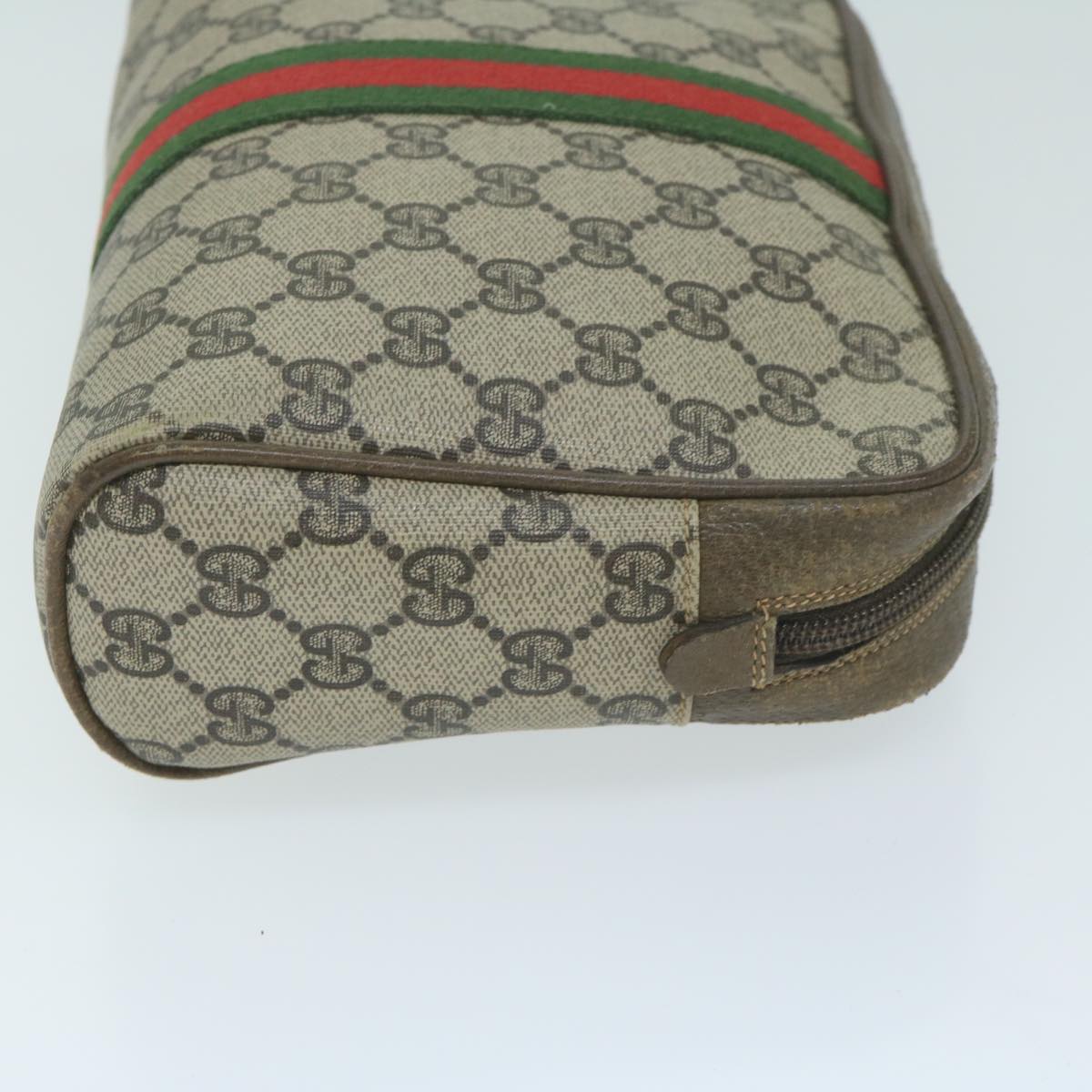 GUCCI GG Supreme Web Sherry Line Clutch Bag Beige Red Green 730 451 Auth th4496