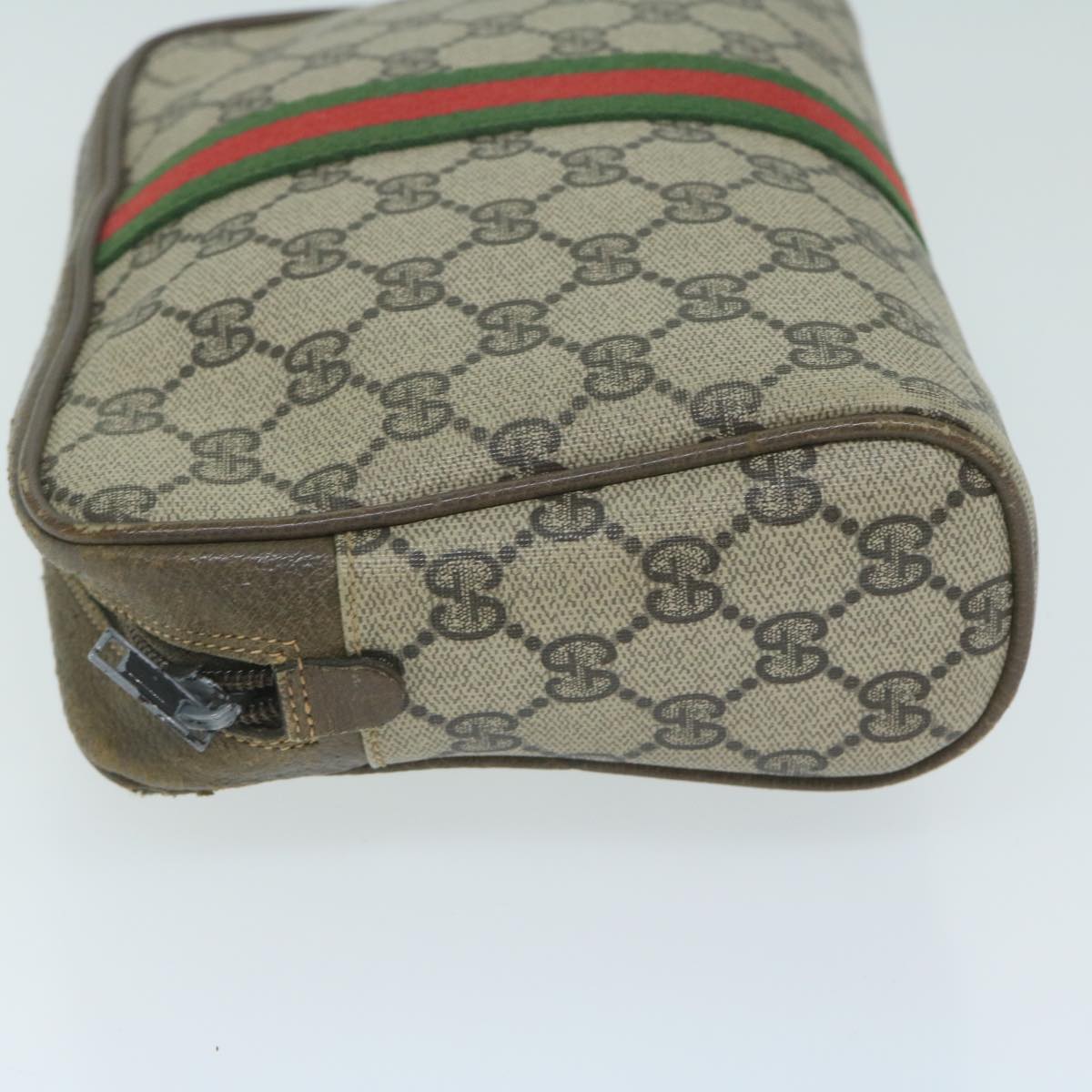 GUCCI GG Supreme Web Sherry Line Clutch Bag Beige Red Green 730 451 Auth th4496