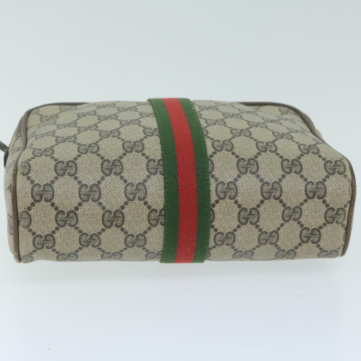 GUCCI GG Supreme Web Sherry Line Clutch Bag Beige Red Green 730 451 Auth th4496