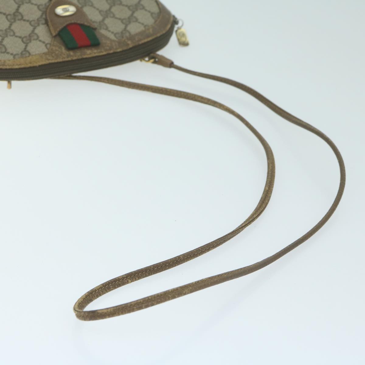 GUCCI GG Supreme Web Sherry Line Shoulder Bag Beige Red 98 02 047 Auth th4497