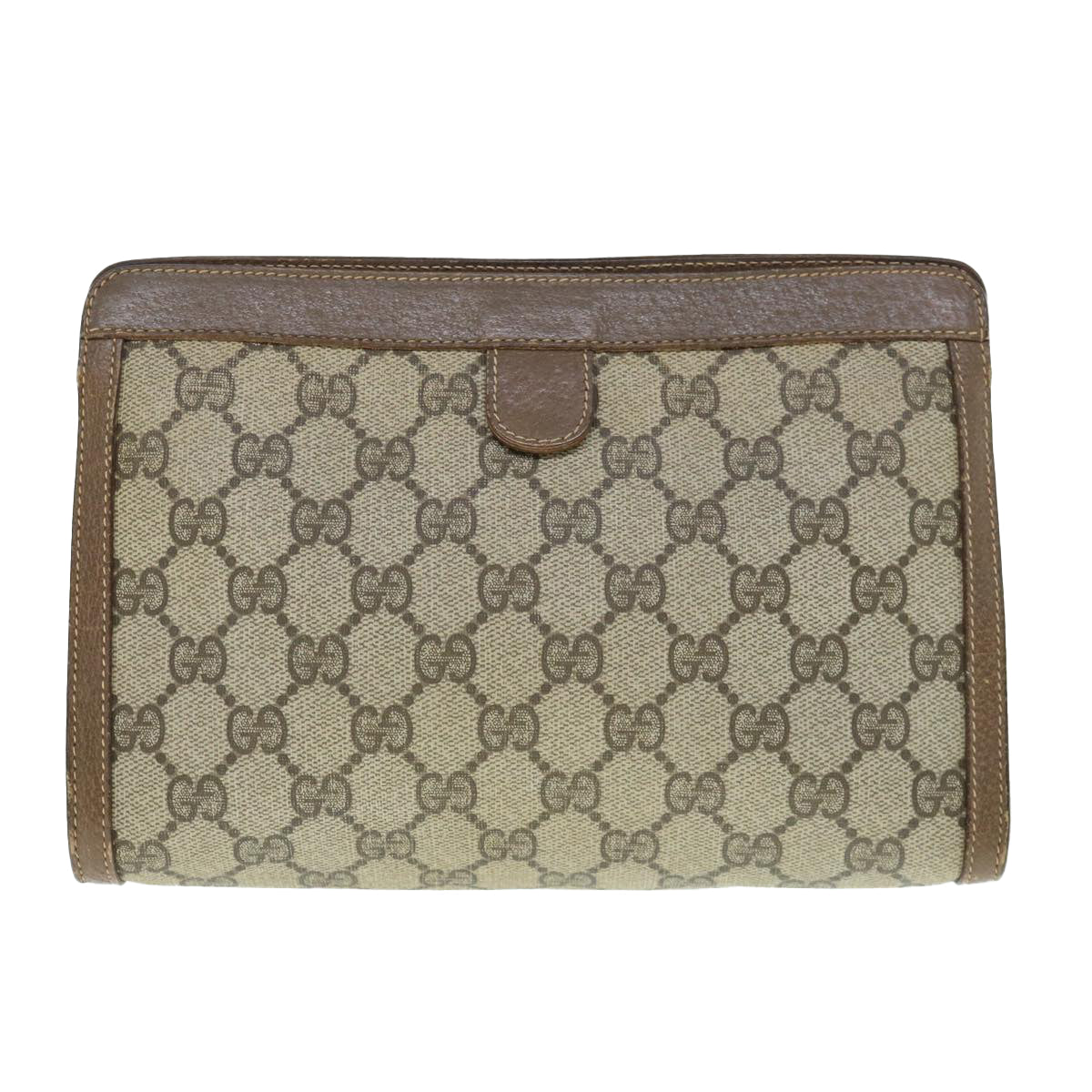 GUCCI GG Supreme Web Sherry Line Clutch Bag Beige Red 89 01 032 Auth th4508