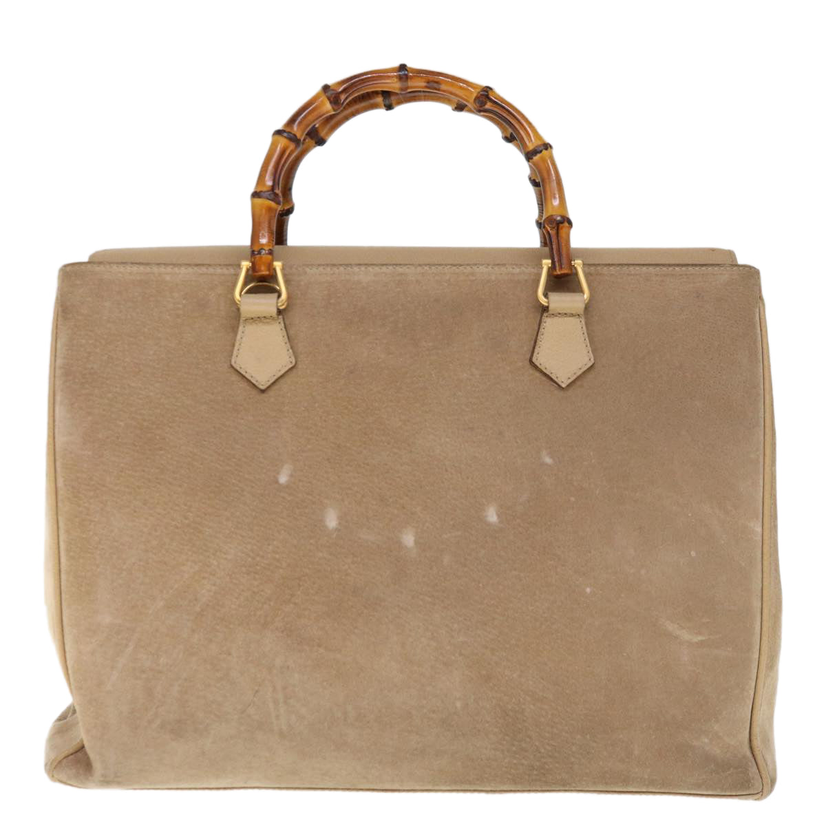 GUCCI Bamboo Hand Bag Suede 2way Beige 002 123 0322 Auth th4517