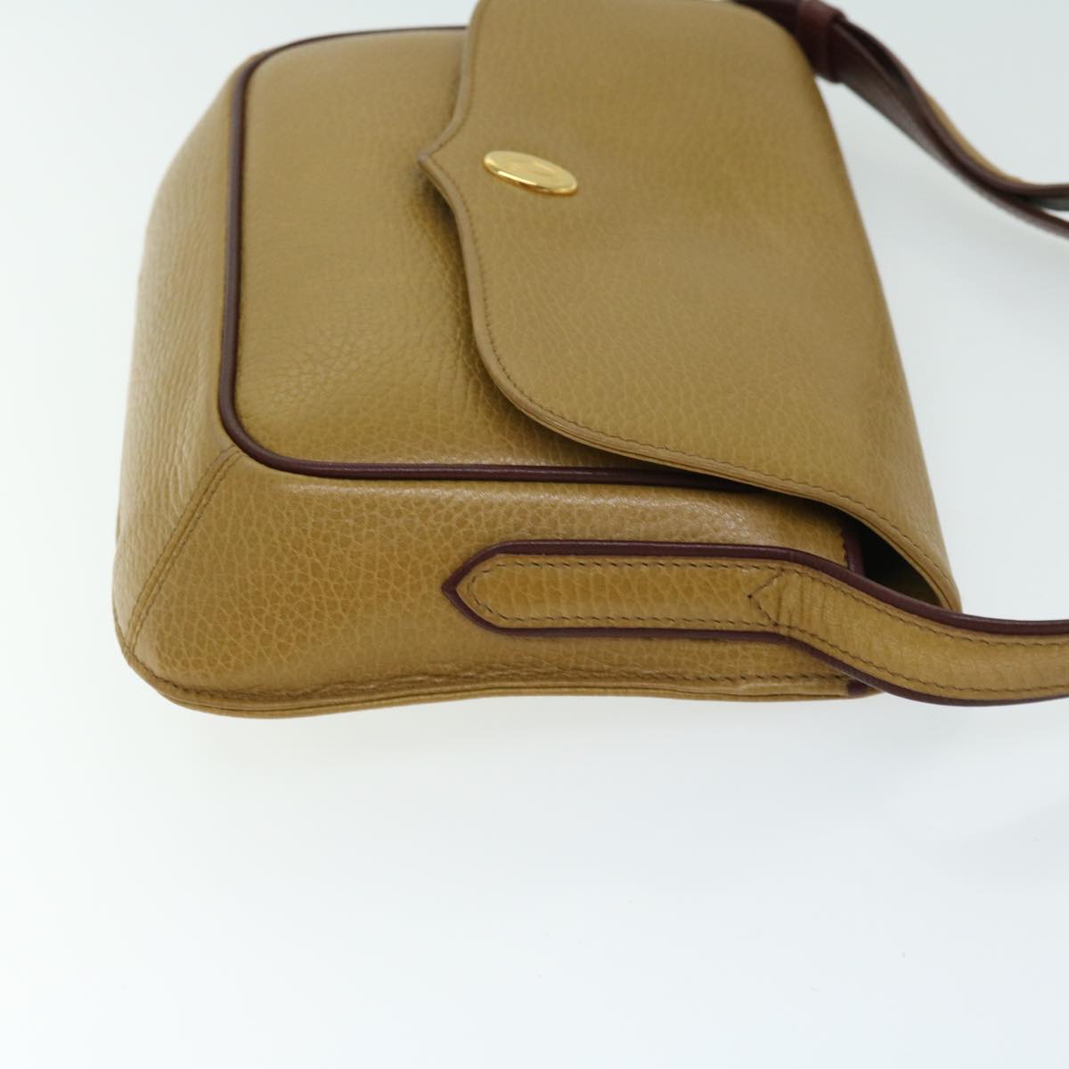 CARTIER Shoulder Bag Leather Yellow Auth th4588