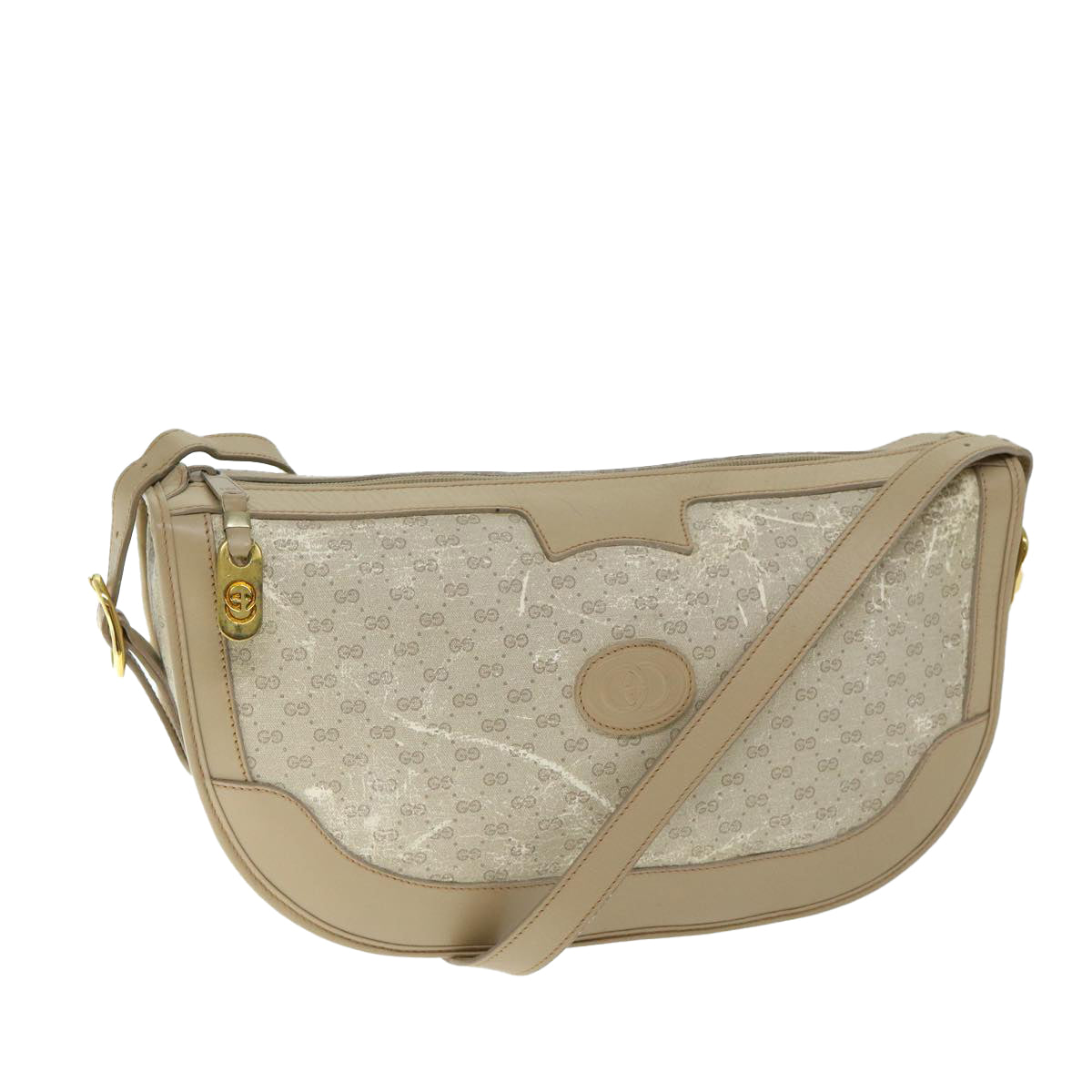 GUCCI Micro GG Supreme Shoulder Bag PVC Beige Auth th4600