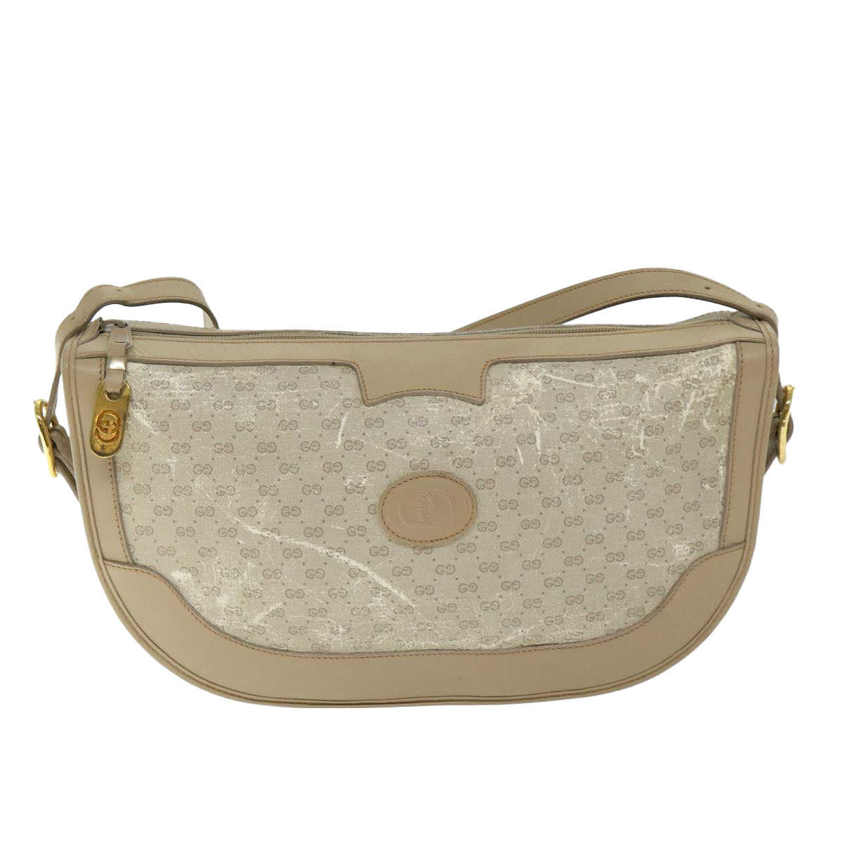 GUCCI Micro GG Supreme Shoulder Bag PVC Beige Auth th4600