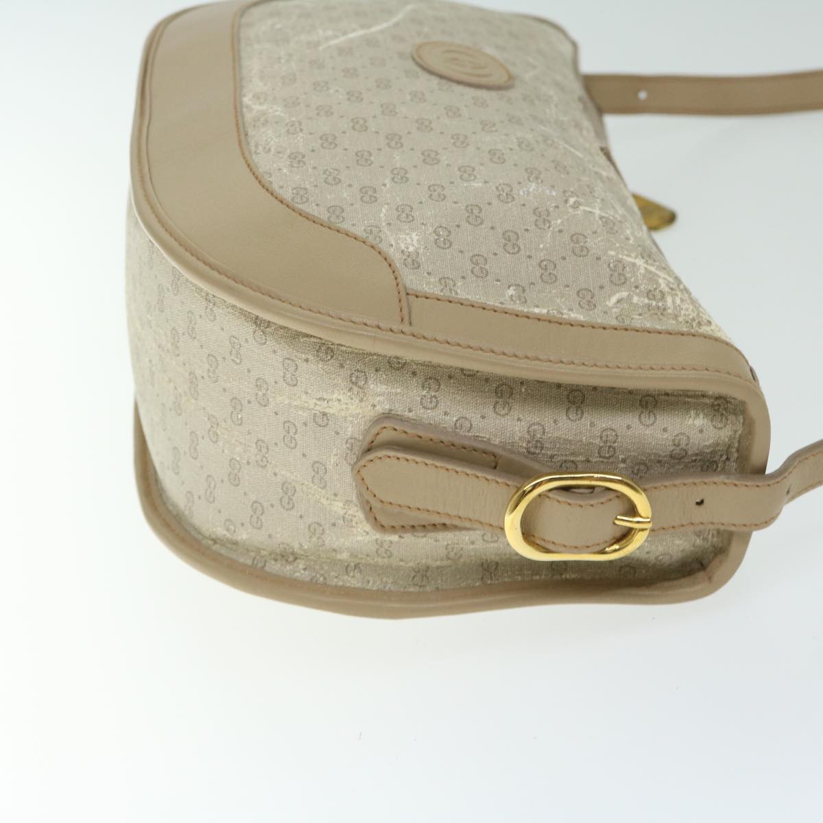 GUCCI Micro GG Supreme Shoulder Bag PVC Beige Auth th4600