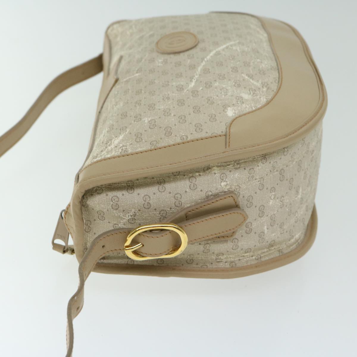 GUCCI Micro GG Supreme Shoulder Bag PVC Beige Auth th4600