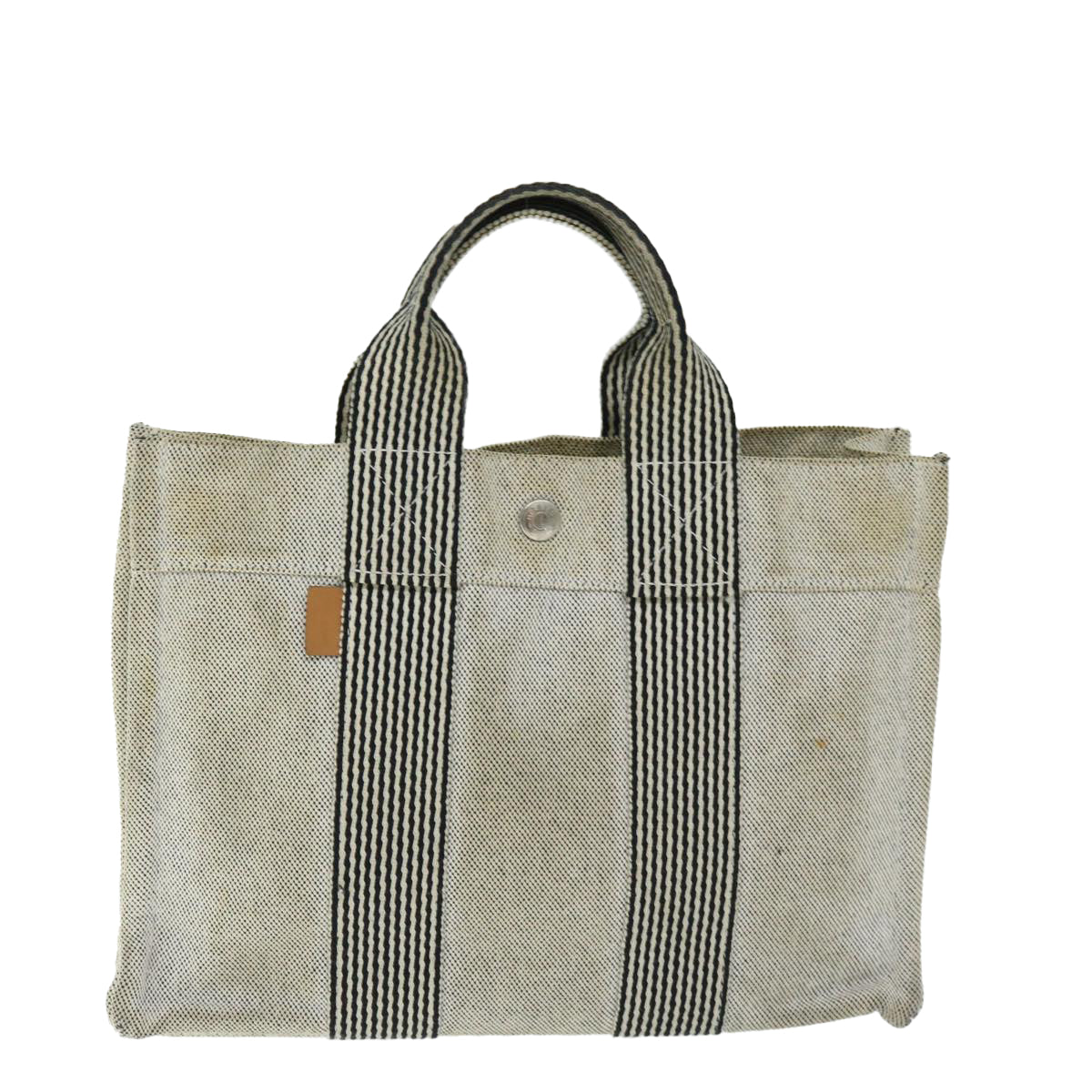 HERMES Fourre Tout PM Hand Bag Canvas Gray Auth th4602