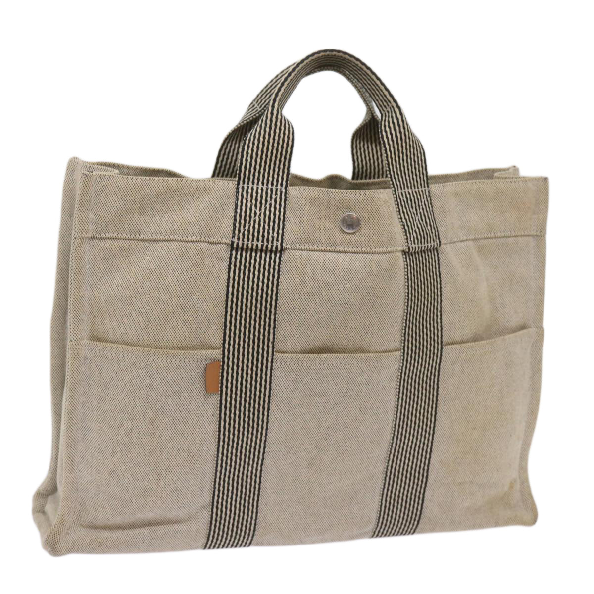 HERMES Fourre Tout MM Hand Bag Canvas Gray Auth th4613