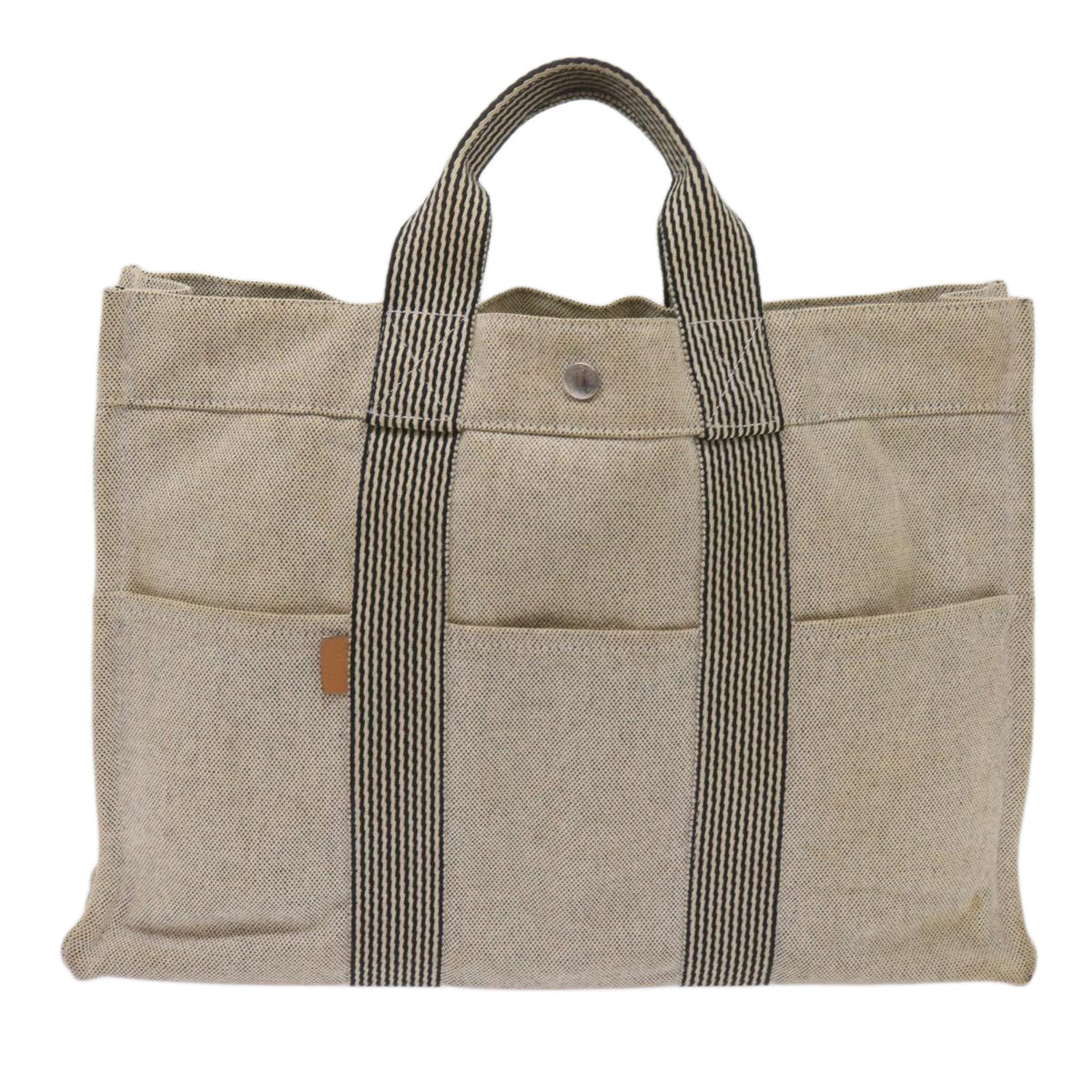 HERMES Fourre Tout MM Hand Bag Canvas Gray Auth th4613