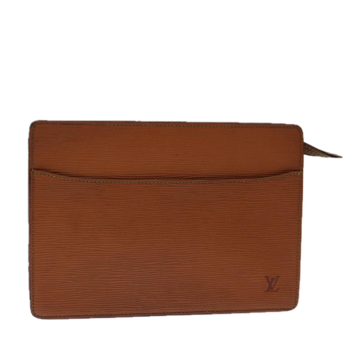 LOUIS VUITTON Epi Pochette Homme Clutch Bag Brown Zipang gold M52528 Auth th4657