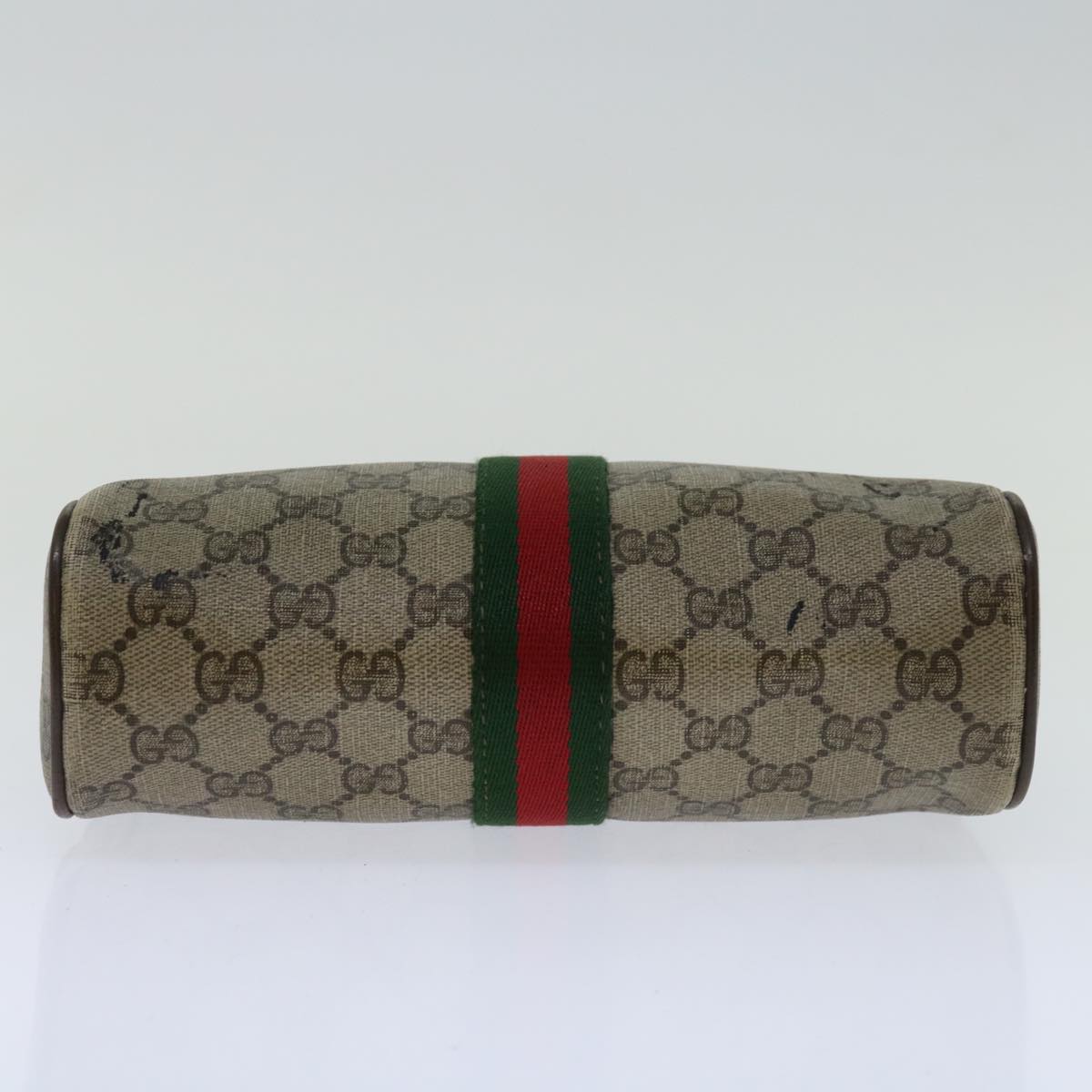 GUCCI GG Supreme Web Sherry Line Clutch Bag Beige Red 56 01 012 Auth th4693