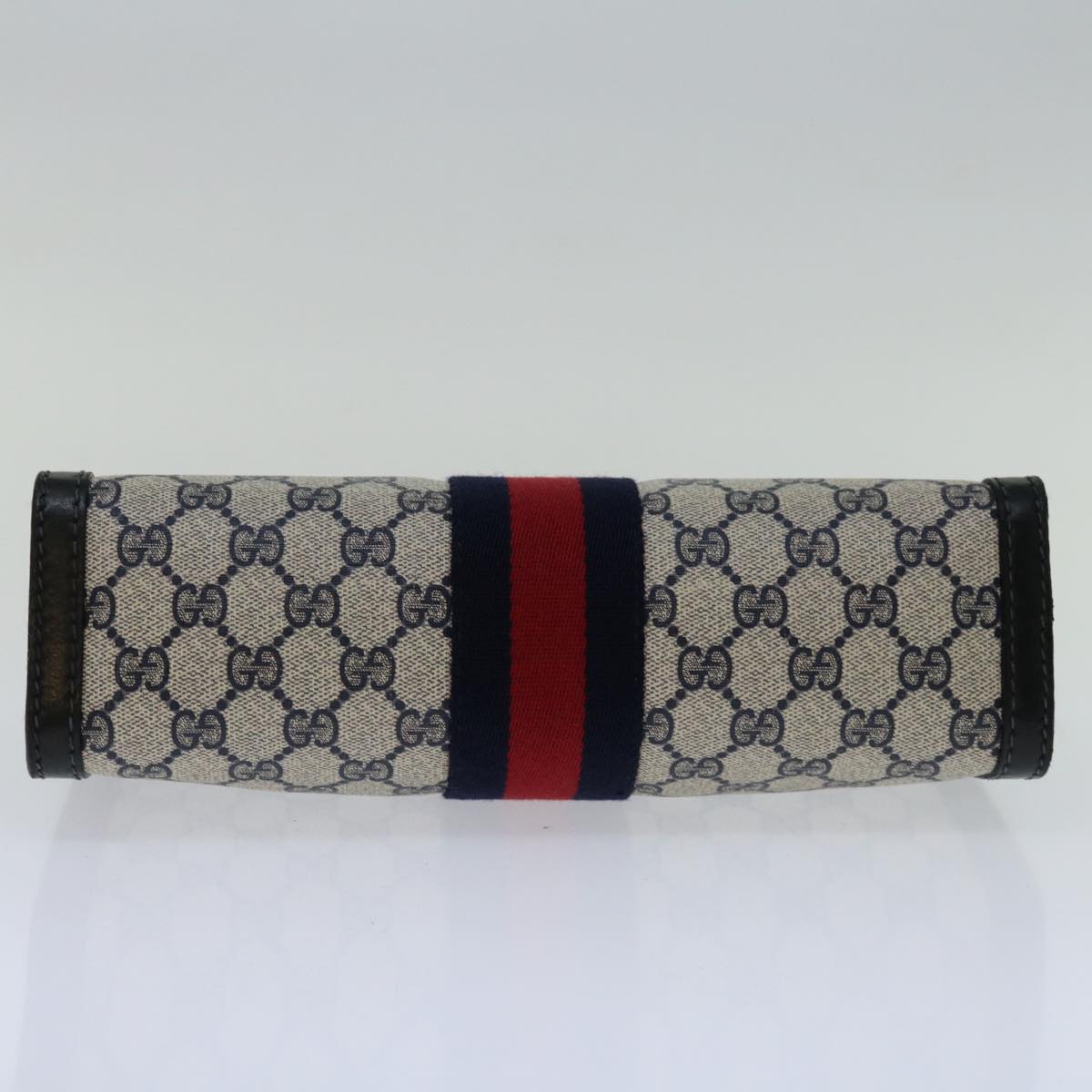 GUCCI GG Supreme Sherry Line Clutch Bag PVC Navy Red 010 378 Auth th4695