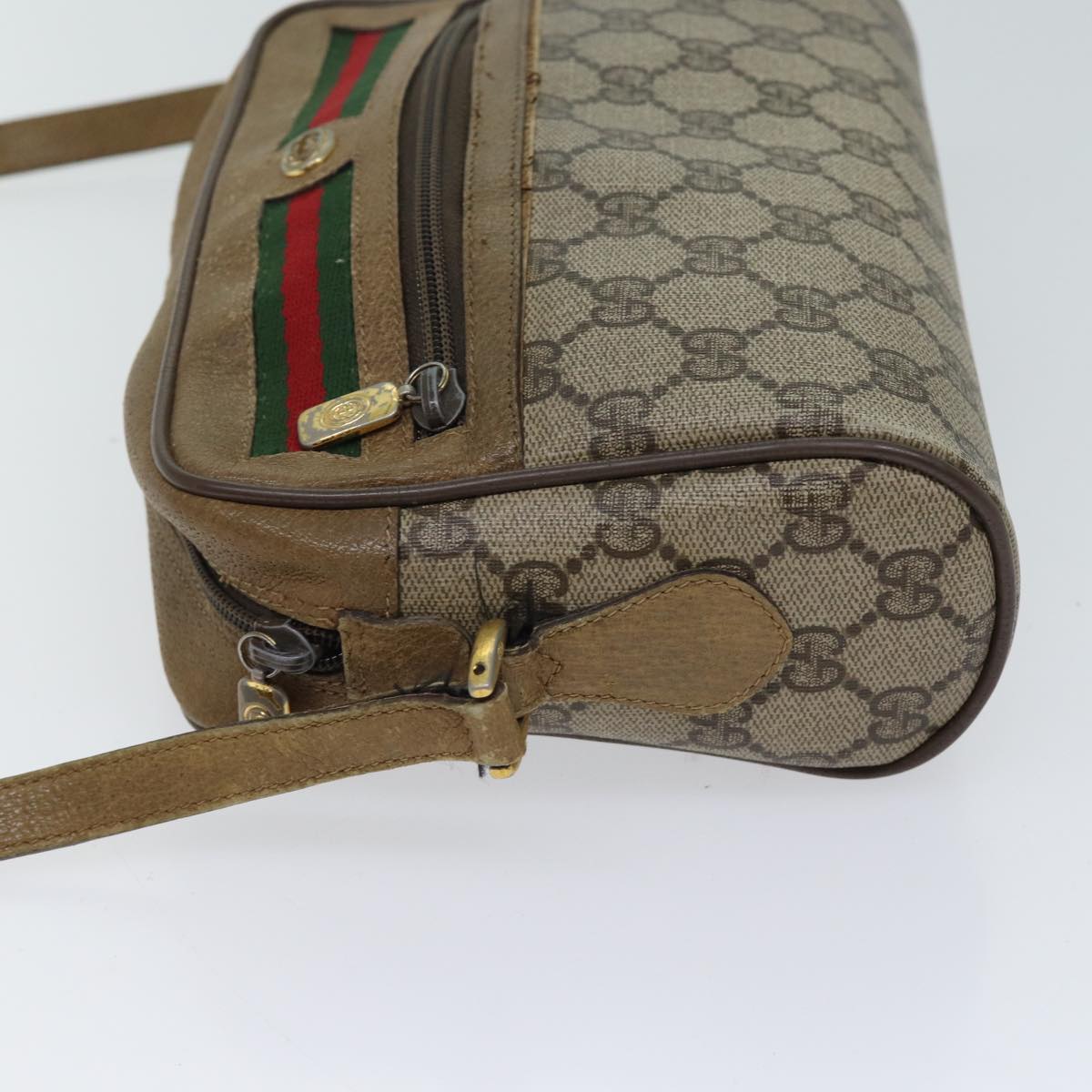 GUCCI GG Supreme Web Sherry Line Shoulder Bag PVC Beige 56 02 087 Auth th4779