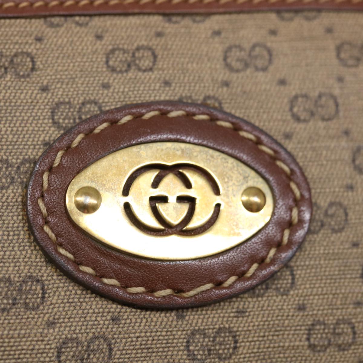 GUCCI Micro GG Supreme Shoulder Bag PVC Beige Auth th4821