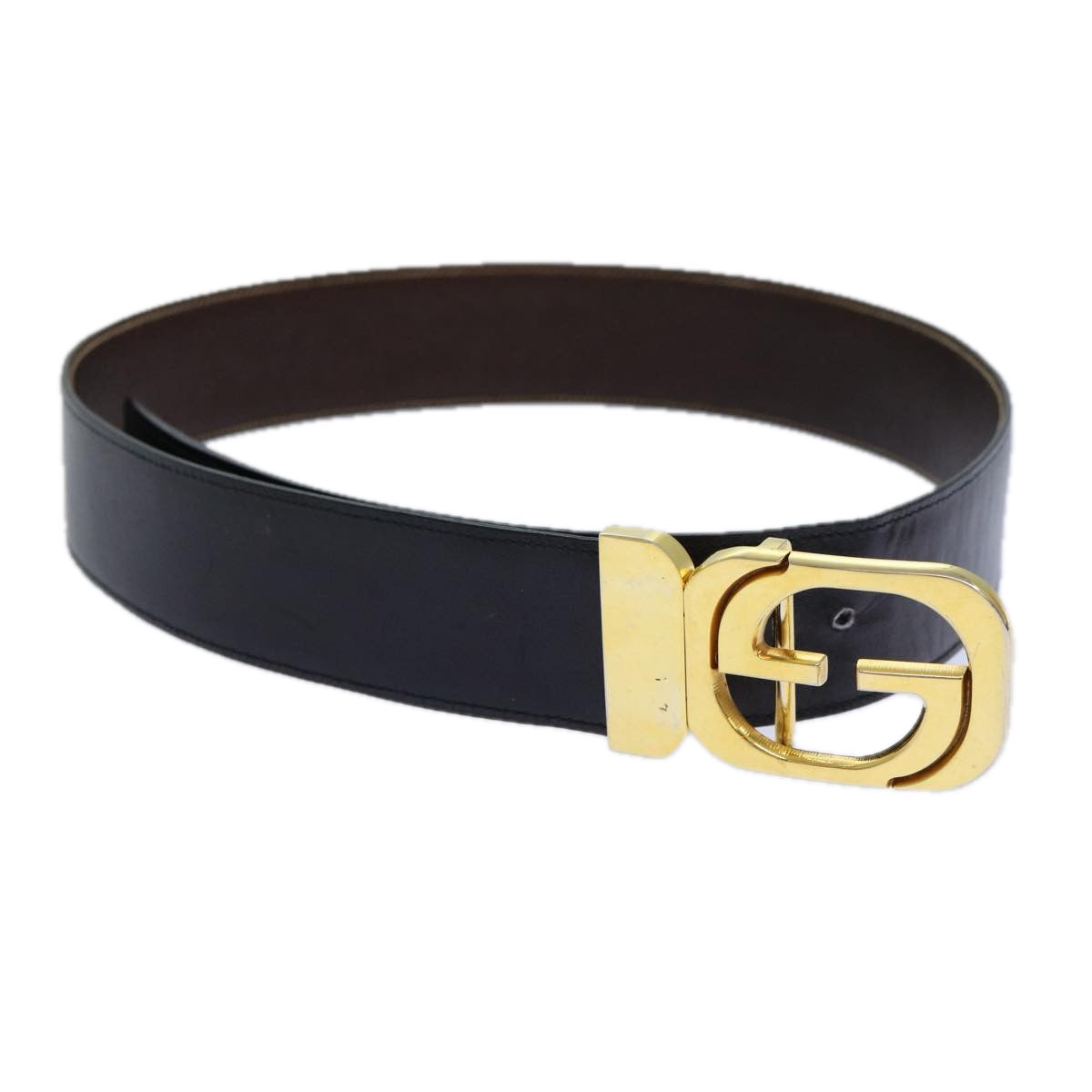 GUCCI Belt Leather 37"" Black Auth th5131