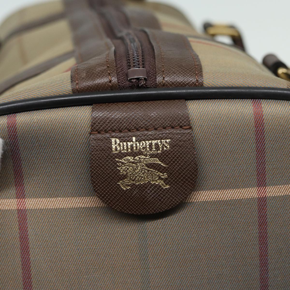 Burberrys Nova Check Boston Bag Canvas Brown Auth th5134