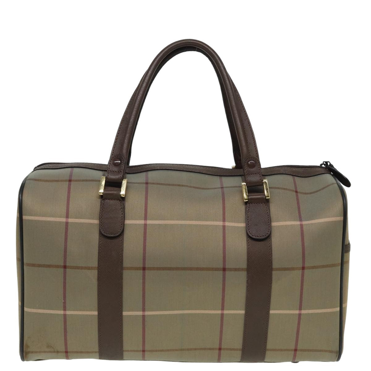 Burberrys Nova Check Boston Bag Canvas Brown Auth th5134