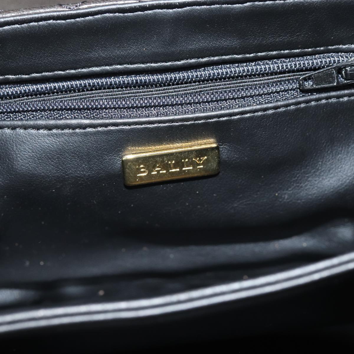 BALLY Chain Shoulder Bag Leather Black Auth th5171