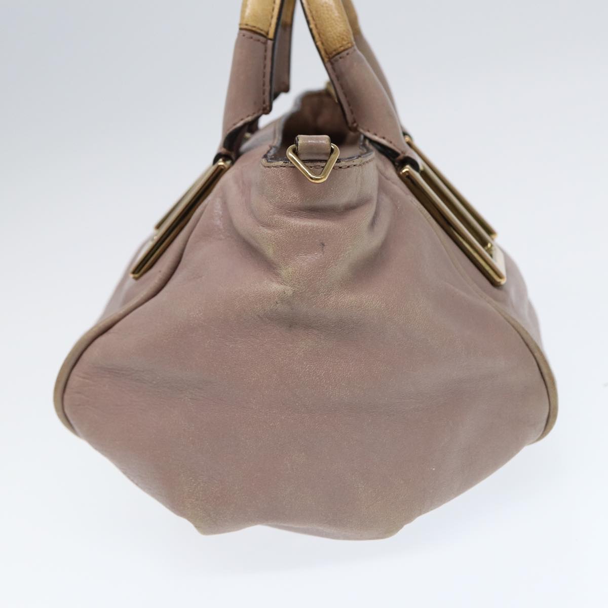 Chloe Etel Hand Bag Leather 2way Beige Gold Auth th5232