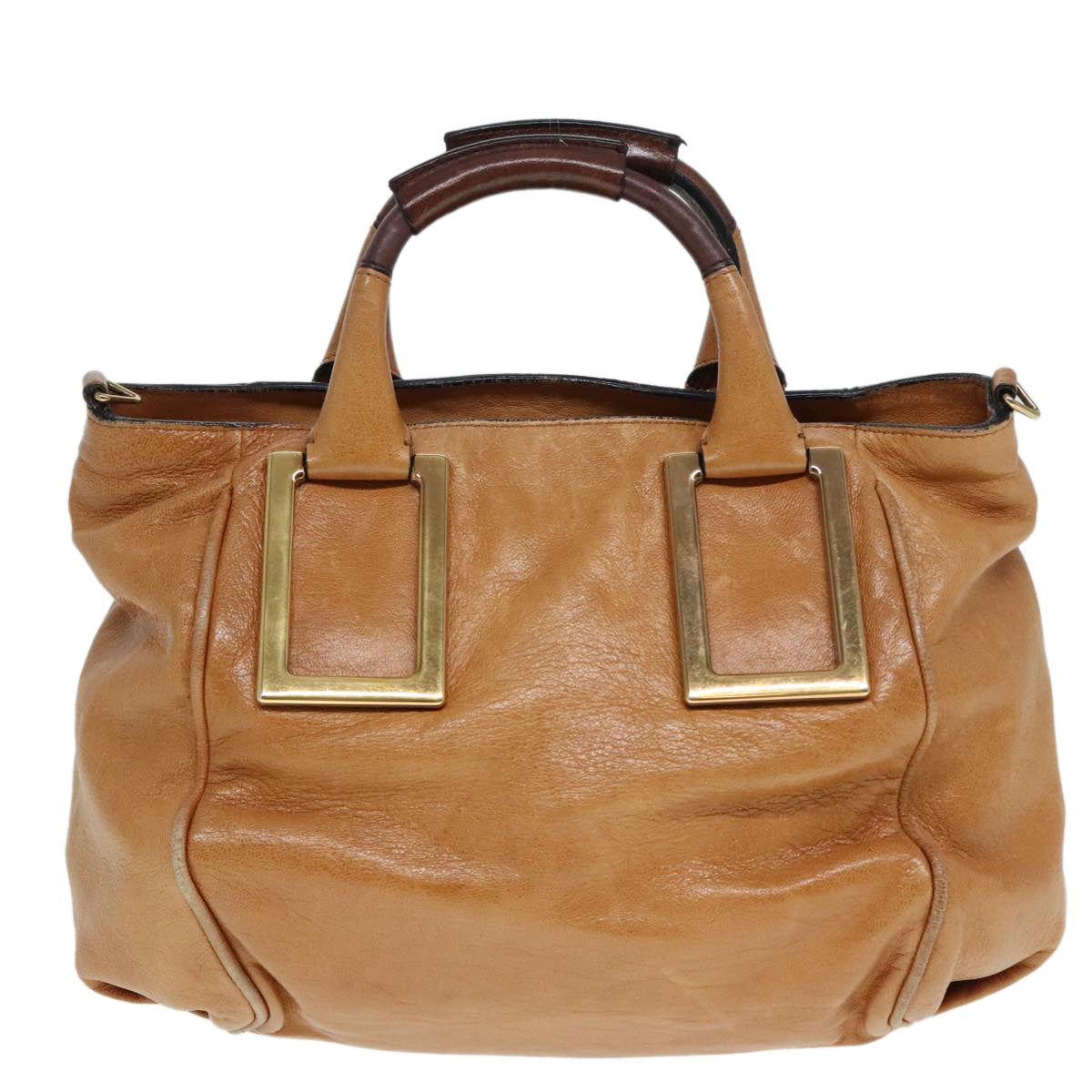 Chloe Etel Hand Bag Leather 2way Brown Gold Auth th5257