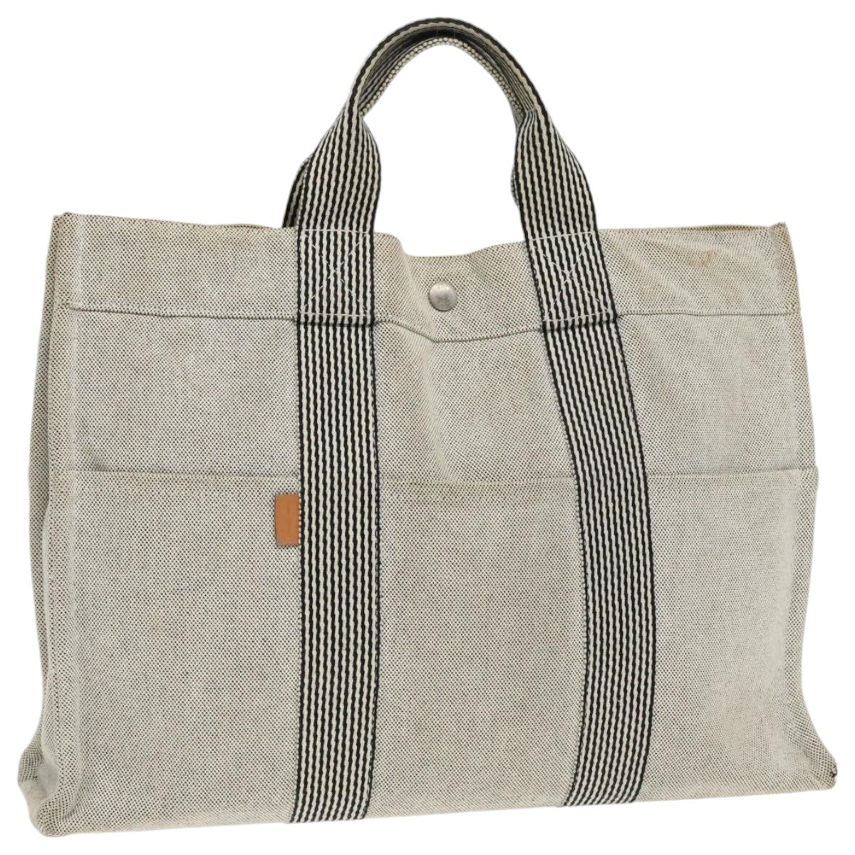 HERMES New Fourre Tout MM Tote Bag Canvas Gray Silver Auth th5320