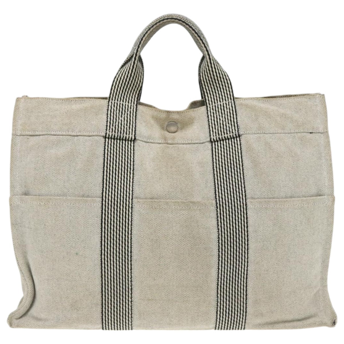 HERMES New Fourre Tout MM Tote Bag Canvas Gray Silver Auth th5320