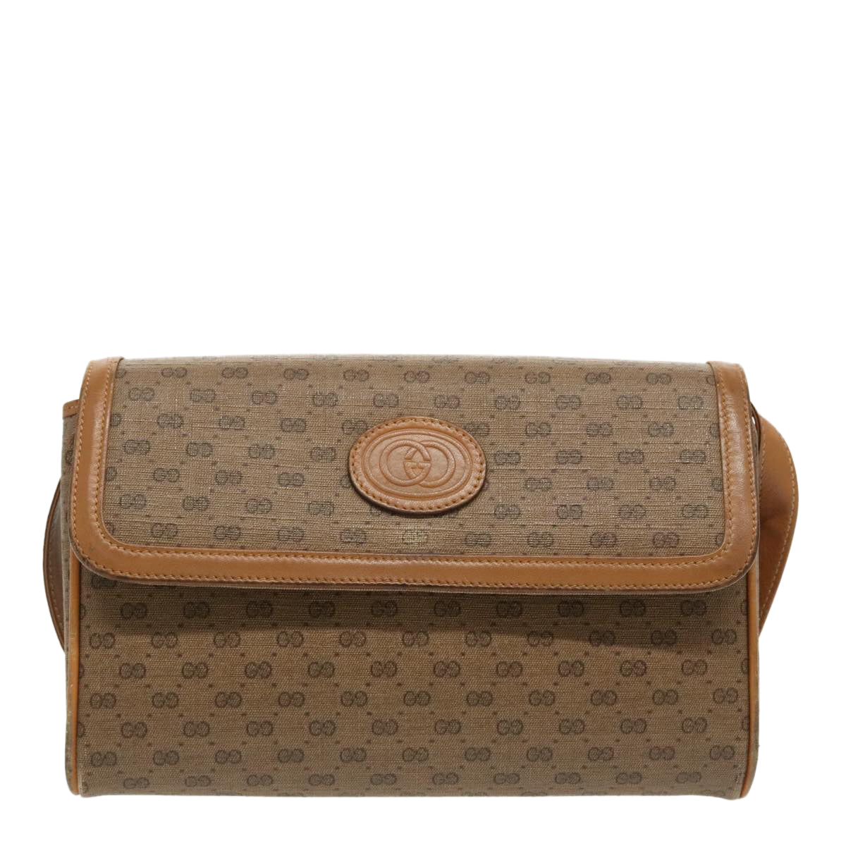 GUCCI Micro GG Supreme Shoulder Bag PVC Beige Gold Auth th5417